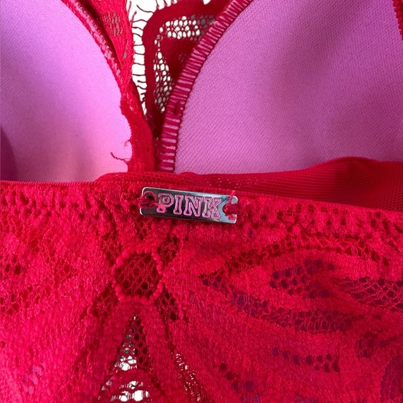 Victoria's Secret Pink 32C Date Super Push Up Bra Red Lace Front Close - Picture 8 of 16
